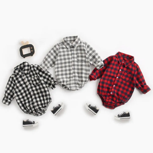 Baby boy plaid rompers